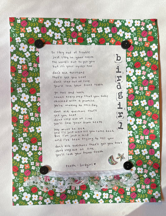 personalized lyric sheet